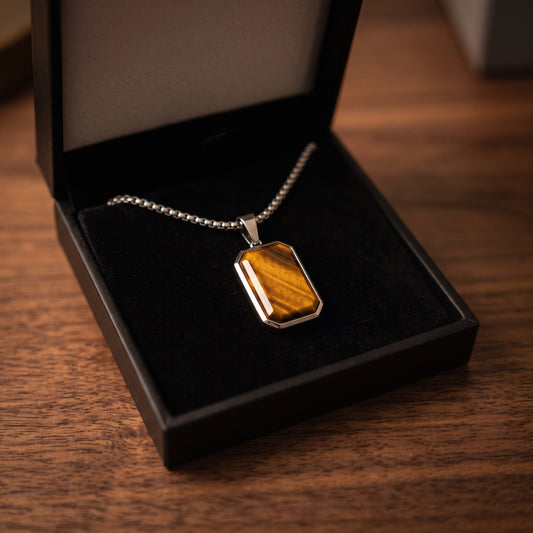 Tiger eye necklace in a black gift box