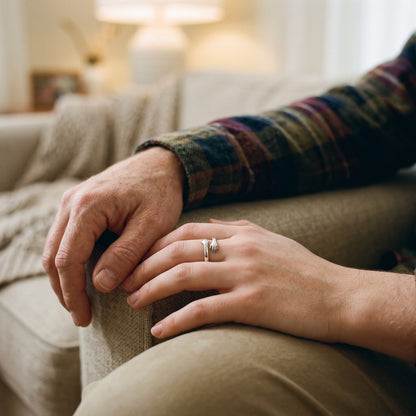 Daughter wearing the hug ring next to her dad