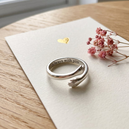 Always with you engraving on the hug ring