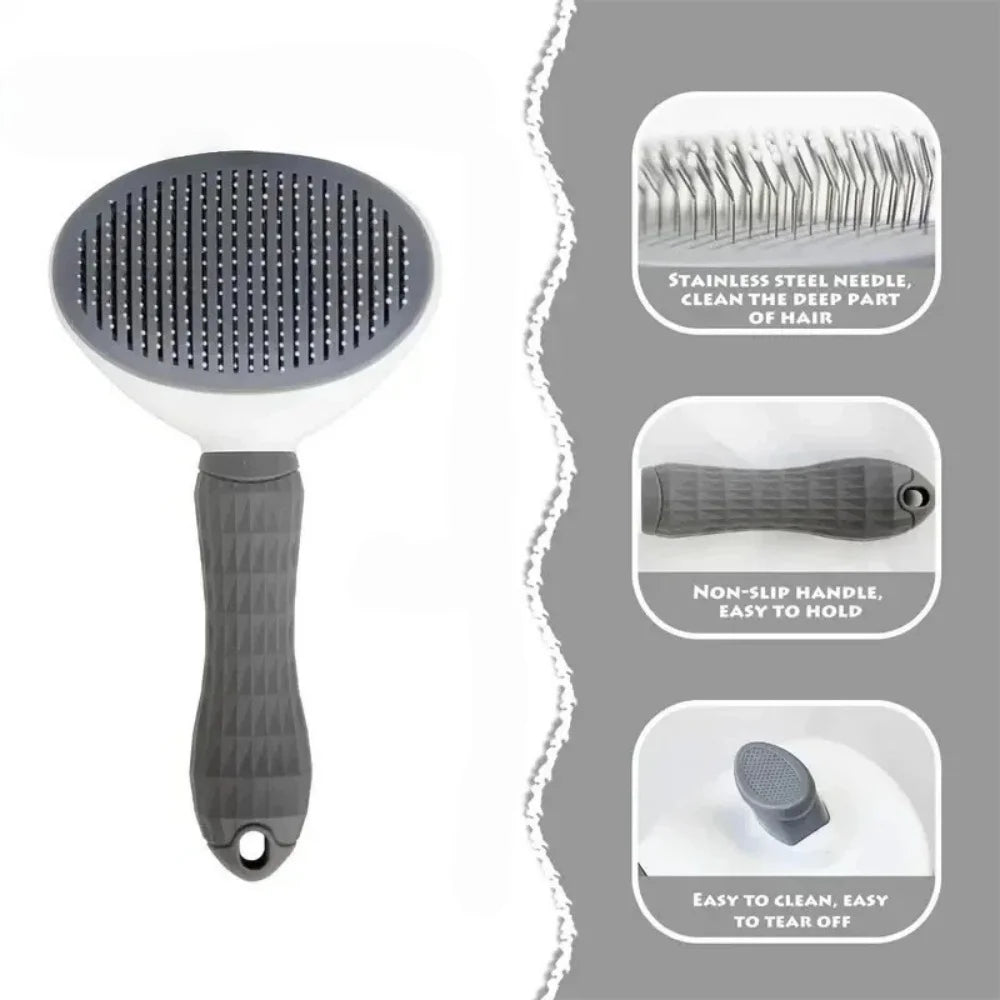 Brush features: stainless pins, non-slip handle, easy clean