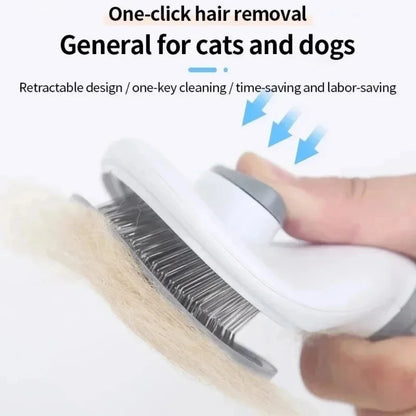 Pressing the release button to clear the hair
