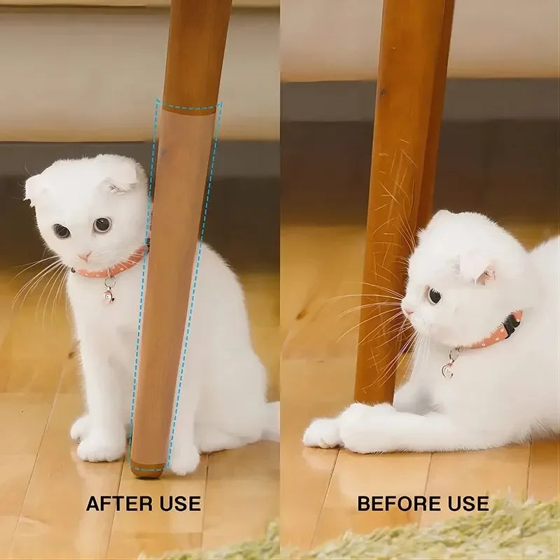 A table leg before and after adding a clear guard