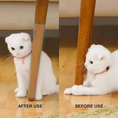 A table leg before and after adding a clear guard