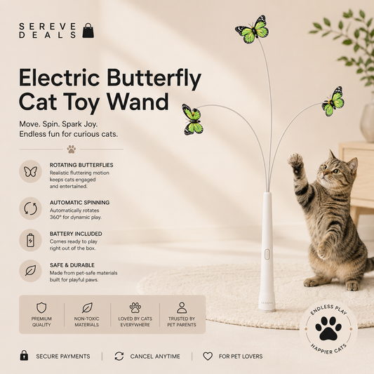SEREVE Electric Butterfly Cat Toy Wand