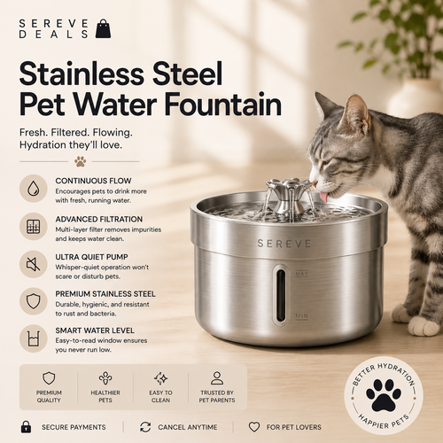 SEREVE Stainless Steel Pet Water Fountain