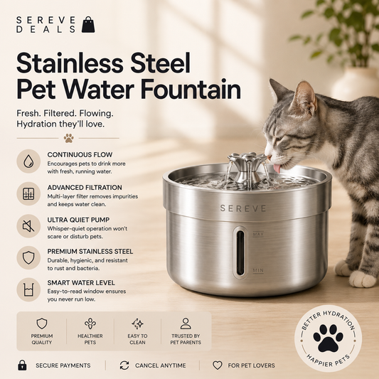 SEREVE Stainless Steel Pet Water Fountain