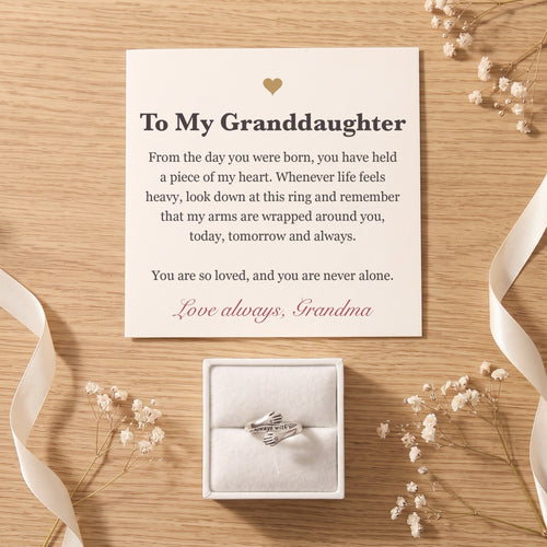 To My Granddaughter Hug Ring with its keepsake card