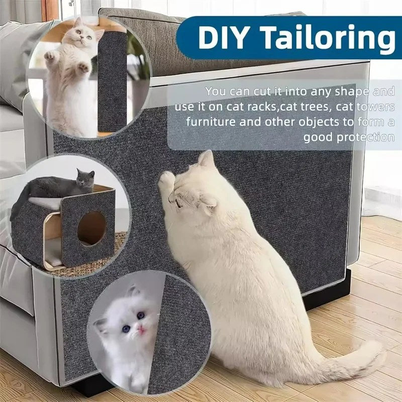 Scratch mat cut to fit a sofa and cat furniture