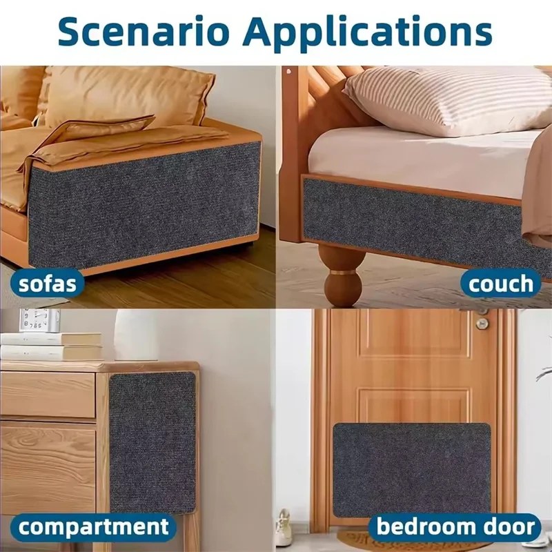 Scratch mat on sofas, a drawer and a bedroom door